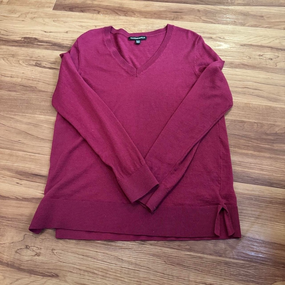 Merino Wool Women’s B-Neck Sweater | XL | Dark Fuchsia Pink | 100% wool